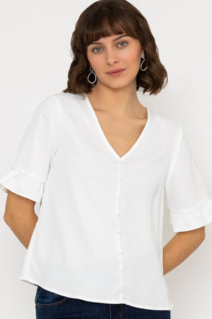 Button Blouse in Ivory