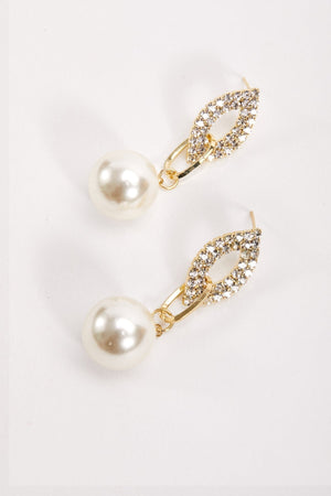 Pave Link Pearl Drop Earrings