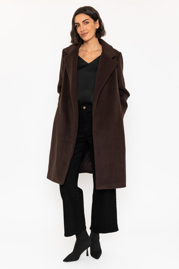 Carraig Donn 25Aw Detachable Faux Fur Collar Coat Brown