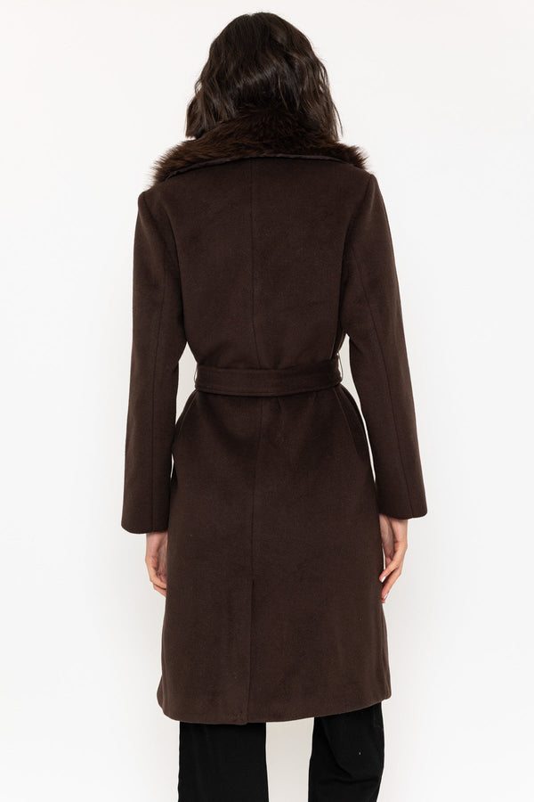 Carraig Donn 25Aw Detachable Faux Fur Collar Coat Brown