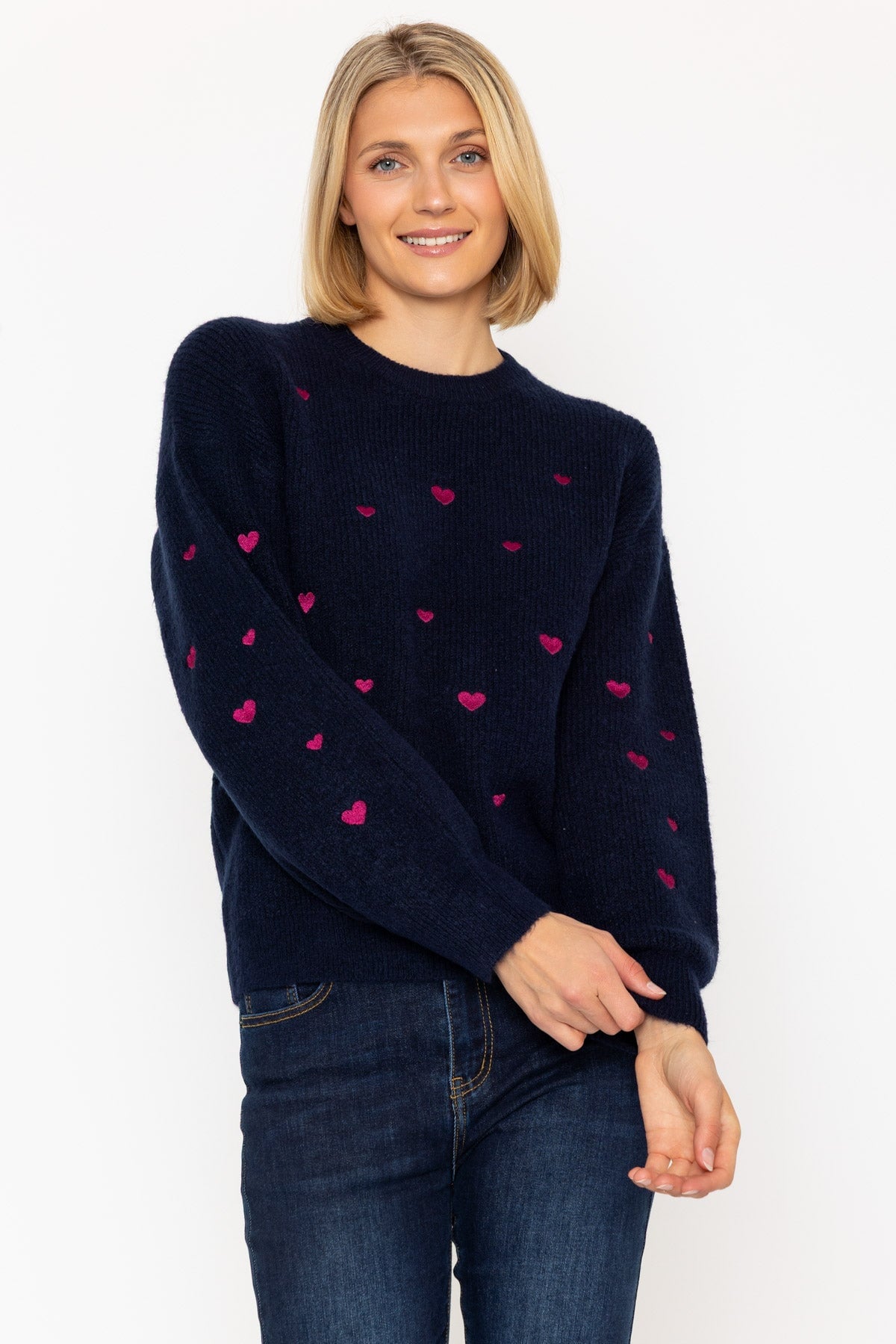 ÉPINE PARIS embroidery sweat navy×pink ÉPINE PARIS embroidery sweat navy×pink ÉPINE PARIS