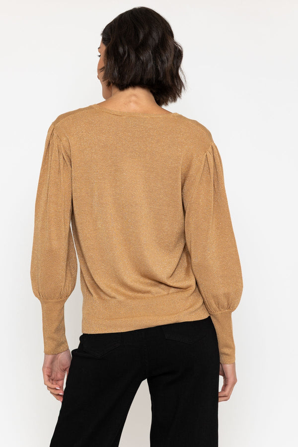 Carraig Donn 25Aw Lurex Vee Neck Knit Gold