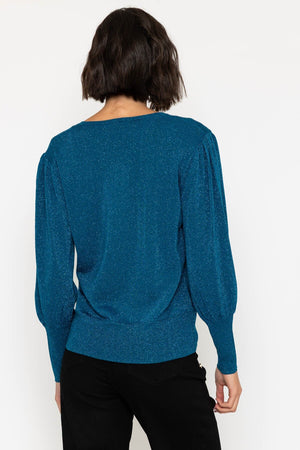 Carraig Donn 25Aw Lurex Vee Neck Knit Teal