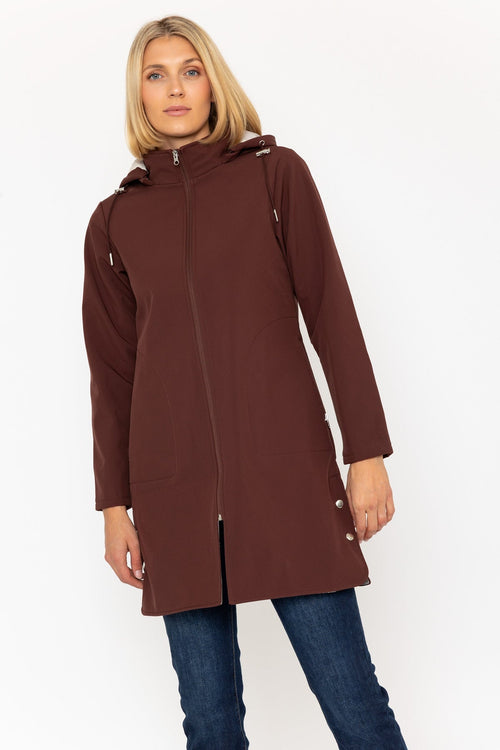 Hooded Soft Shell Rain Jacket in Brown