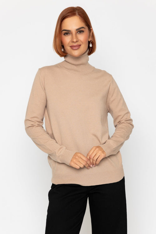Soft Touch Roll Neck Beige Jumper