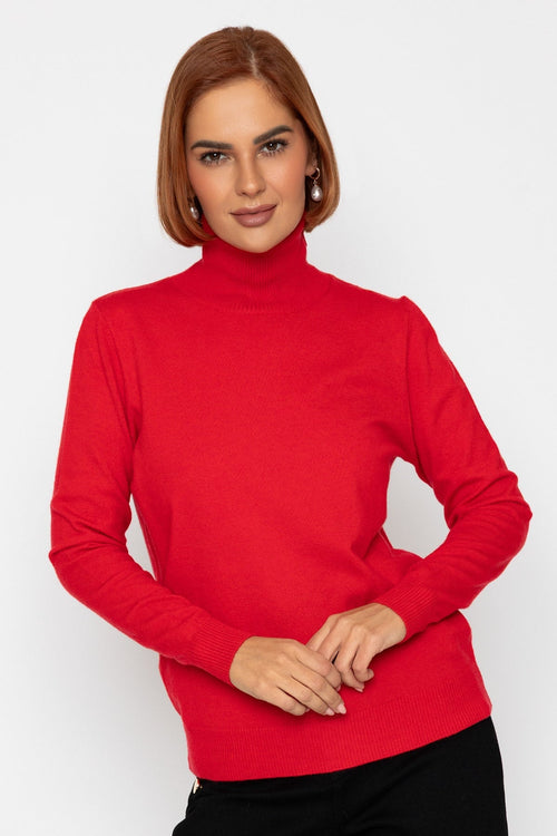 Soft Touch Roll Neck Red Jumper