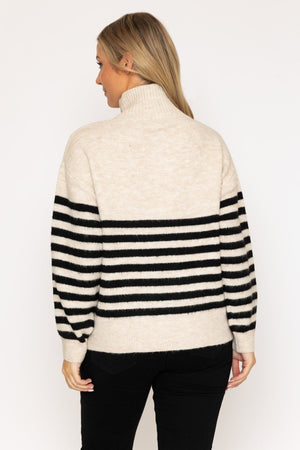 Carraig Donn 25Aw Stripe Half Zip Cream