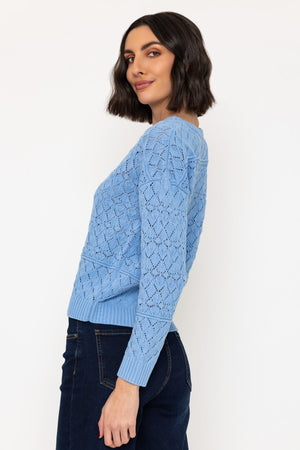 Carraig Donn 25Ss Textured Crew Knit in Blue