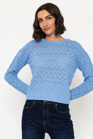 Carraig Donn 25Ss Textured Crew Knit in Blue