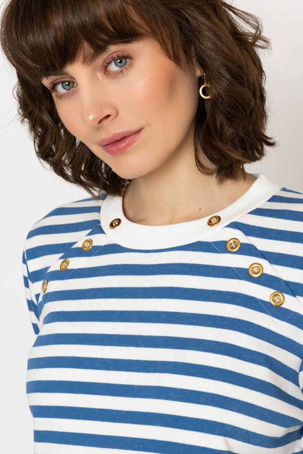 Carraig Donn 26Ss Button Stripe Sweatshirt