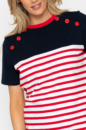 Carraig Donn 26Ss Button Stripe T Shirt