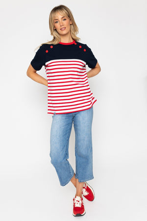 Carraig Donn 26Ss Button Stripe T Shirt