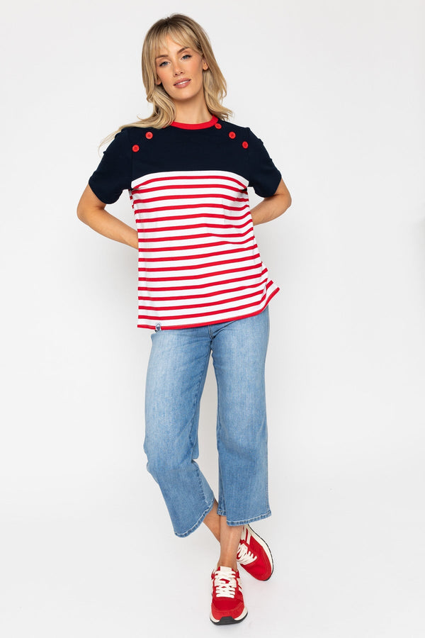 Carraig Donn 26Ss Button Stripe T Shirt