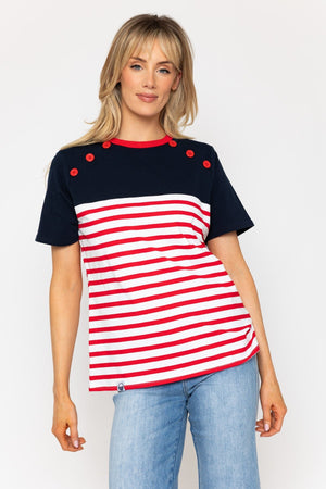 Carraig Donn 26Ss Button Stripe T Shirt