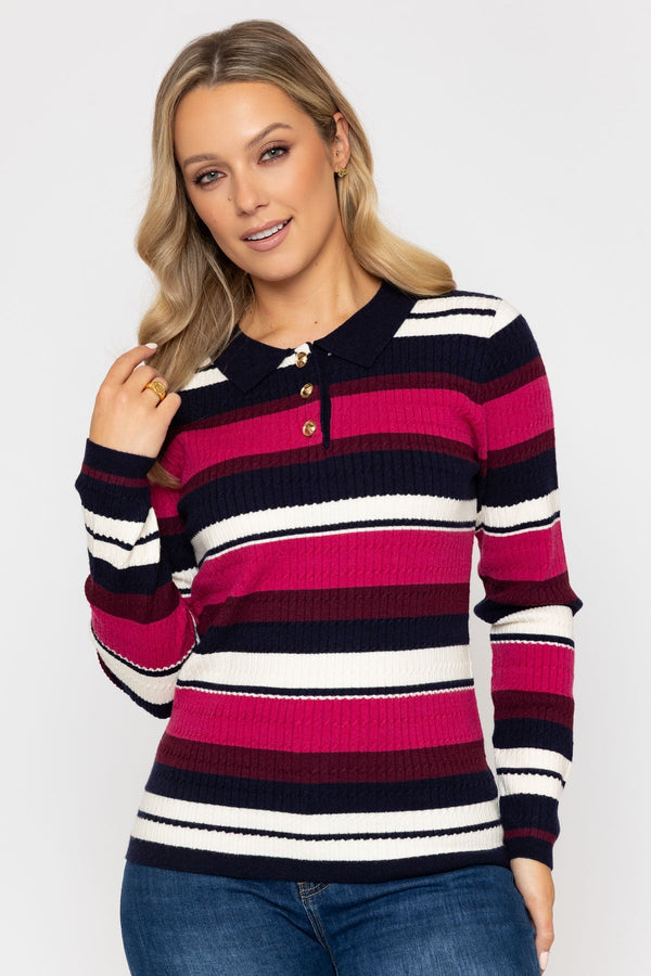 Carraig Donn 26Ss Cable Stripe Polo