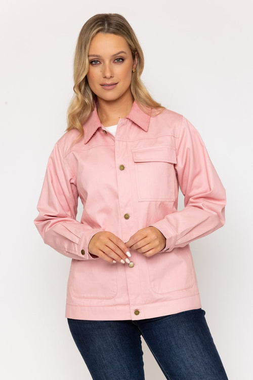 Carraig Donn 26Ss Canvas Shacket Cord Collar Pink