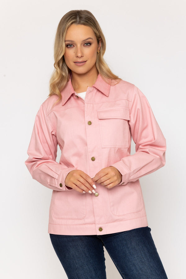 Carraig Donn 26Ss Canvas Shacket Cord Collar Pink