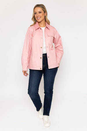 Carraig Donn 26Ss Canvas Shacket Cord Collar Pink