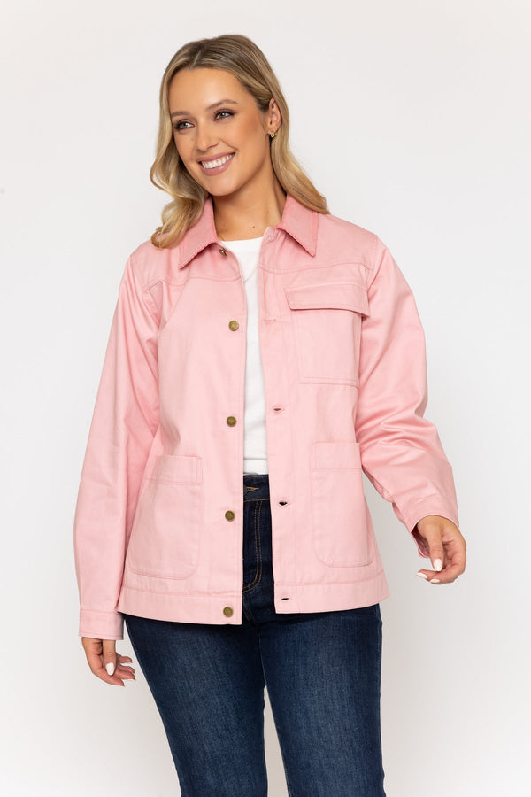 Carraig Donn 26Ss Canvas Shacket Cord Collar Pink