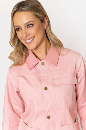 Carraig Donn 26Ss Canvas Shacket Cord Collar Pink