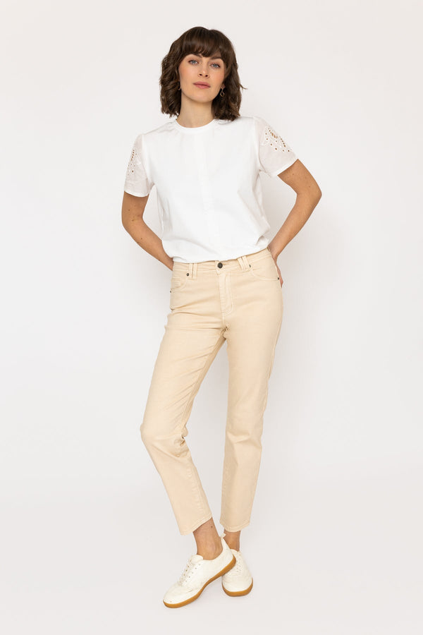 Carraig Donn 26Ss Celine Cotton Stretch Trousers Beige