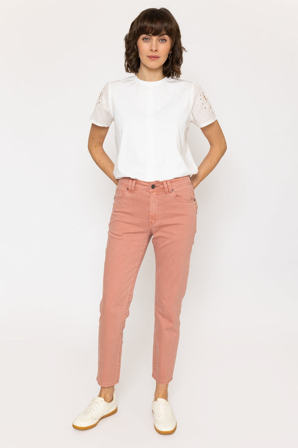 Carraig Donn 26Ss Celine Cotton Stretch Trousers Pink