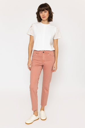 Carraig Donn 26Ss Celine Cotton Stretch Trousers Pink