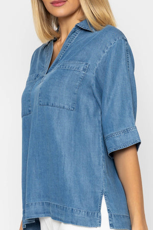 Carraig Donn 26Ss Chambray Short Sleeve Top