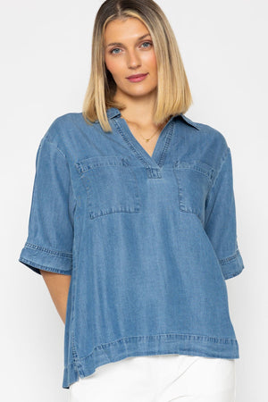 Carraig Donn 26Ss Chambray Short Sleeve Top
