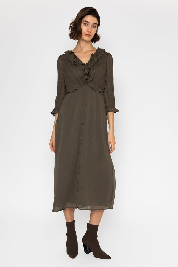 sachin and babi light blue dress Point Taken Brown Leopard Print Chiffon Maxi Dress