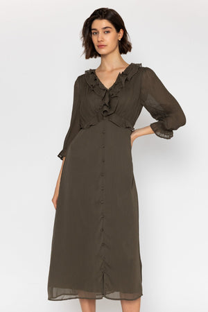 Carraig Donn 26Ss Chiffon Long Sleeve Dress Khaki