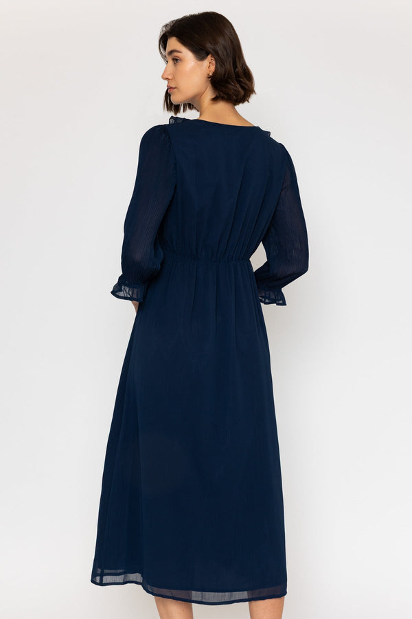 Navy Chiffon Long Sleeve Midi Dress Navy Chiffon Long Sleeve Midi Dress
