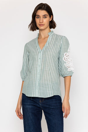 Carraig Donn 26Ss Cotton Blend Embroidered Shirt Mint