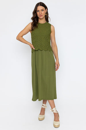 Carraig Donn 26Ss Cotton Rich Crochet Midi Dress