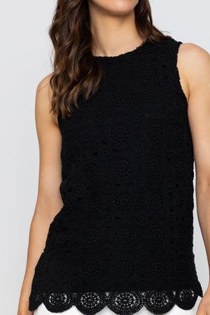 Carraig Donn 26Ss Cotton Rich Crochet Top Black