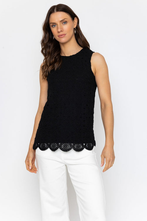 Black Crochet Sleeveless Top