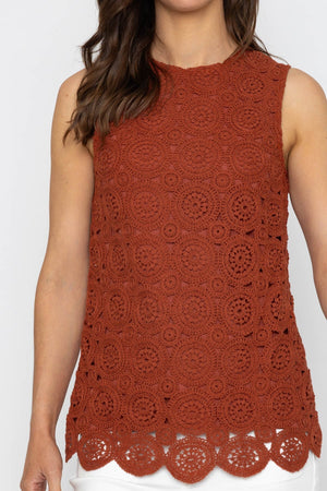 Carraig Donn 26Ss Cotton Rich Crochet Top Rust