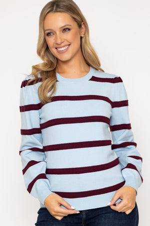 Carraig Donn 26Ss Crochet Stripe Knit Blue