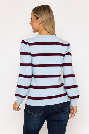 Carraig Donn 26Ss Crochet Stripe Knit Blue