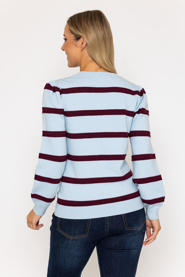 Carraig Donn 26Ss Crochet Stripe Knit Blue