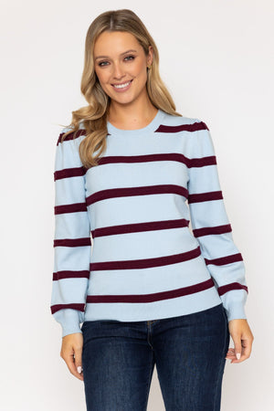 Carraig Donn 26Ss Crochet Stripe Knit Blue