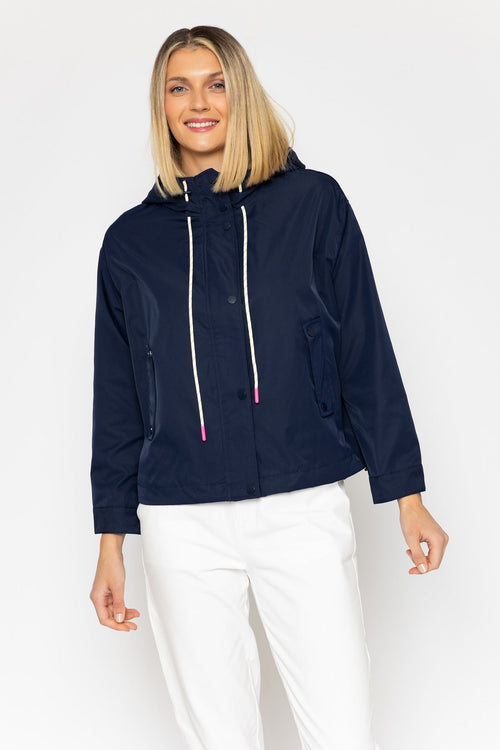 Navy Cropped Hooded Parka
