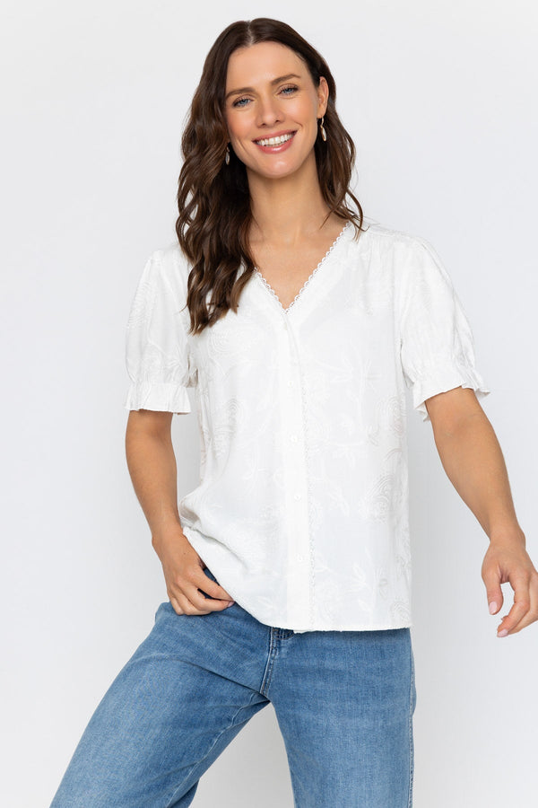 Carraig Donn 26Ss Embroidered Lace Edge Blouse