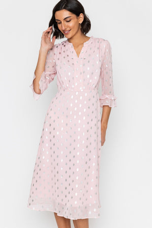 Carraig Donn 26Ss Foil Print Midi Dress Pink