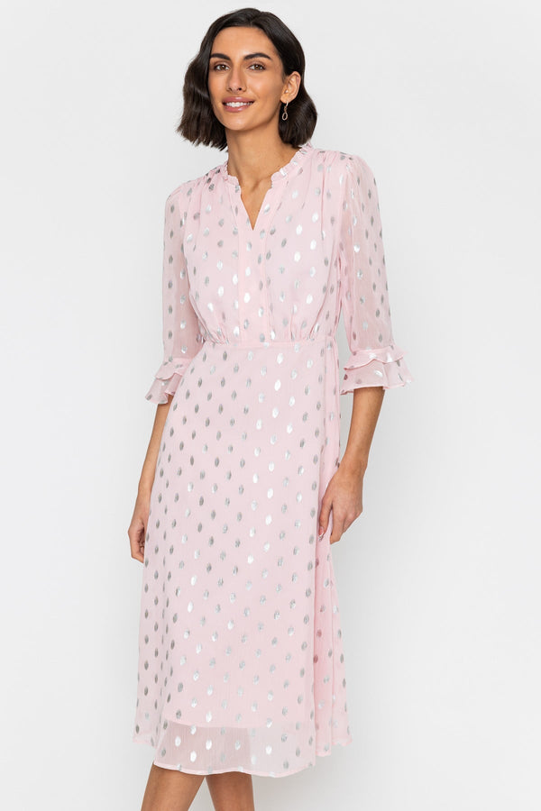 Carraig Donn 26Ss Foil Print Midi Dress Pink