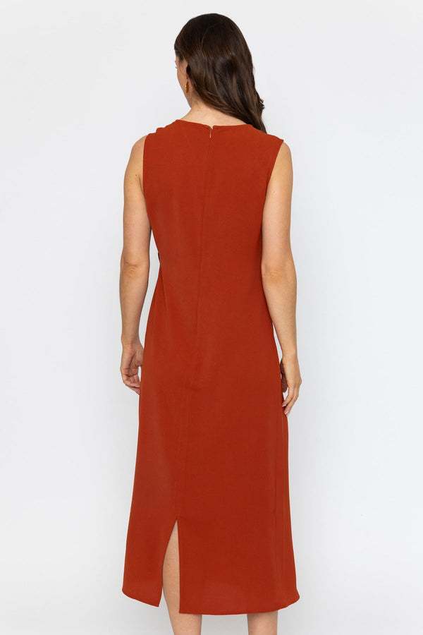 Carraig Donn 26Ss Gathered Side Detail Dress Rust