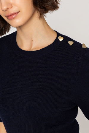 Carraig Donn 26Ss Heart Button Knit Navy