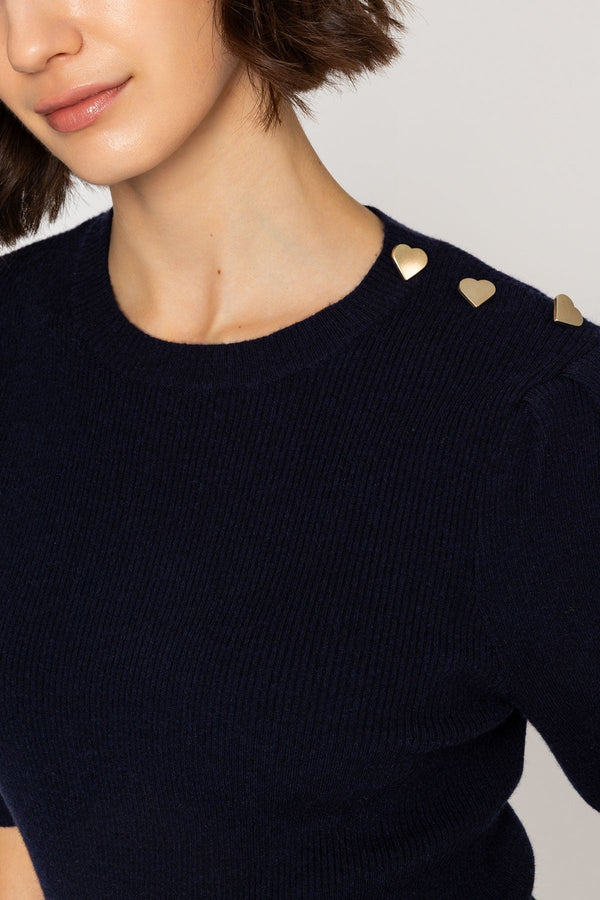 Carraig Donn 26Ss Heart Button Knit Navy
