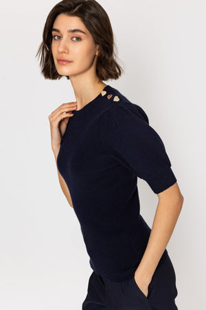Carraig Donn 26Ss Heart Button Knit Navy