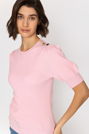 Carraig Donn 26Ss Heart Button Knit Pink